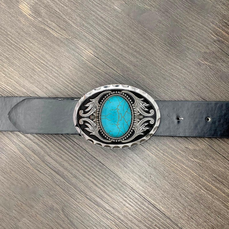 YOQUCOL Vintage American Western Cowboy Turquoise,Stone Belt Buckle for Men - Image 3